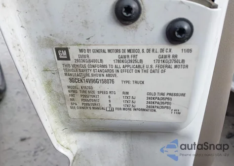 2006 Chevrolet Silverado 1500 Work Truck z USA, uszkodzony, nr VIN 3GCEK14V96G158076